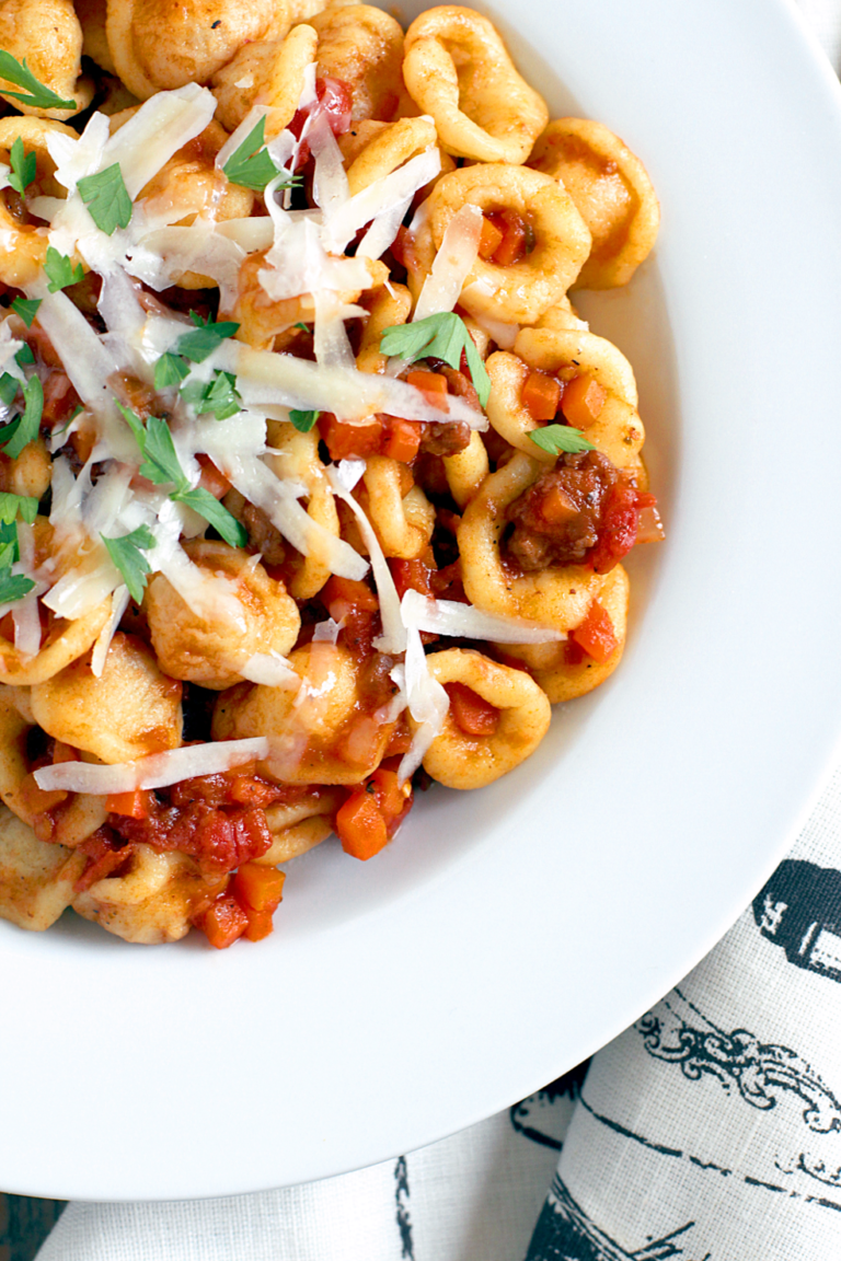 Homemade Orecchiette with Spicy Sausage Sauce - Two of a Kind