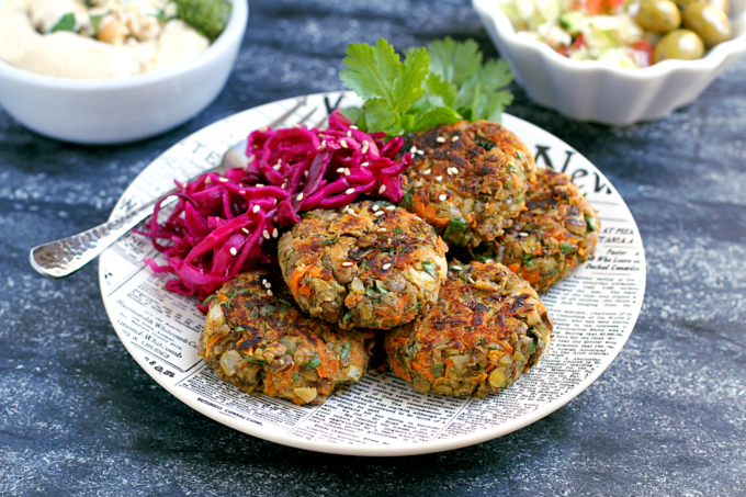 Lentil Patties with Pickled Cabbage - Two of a Kind