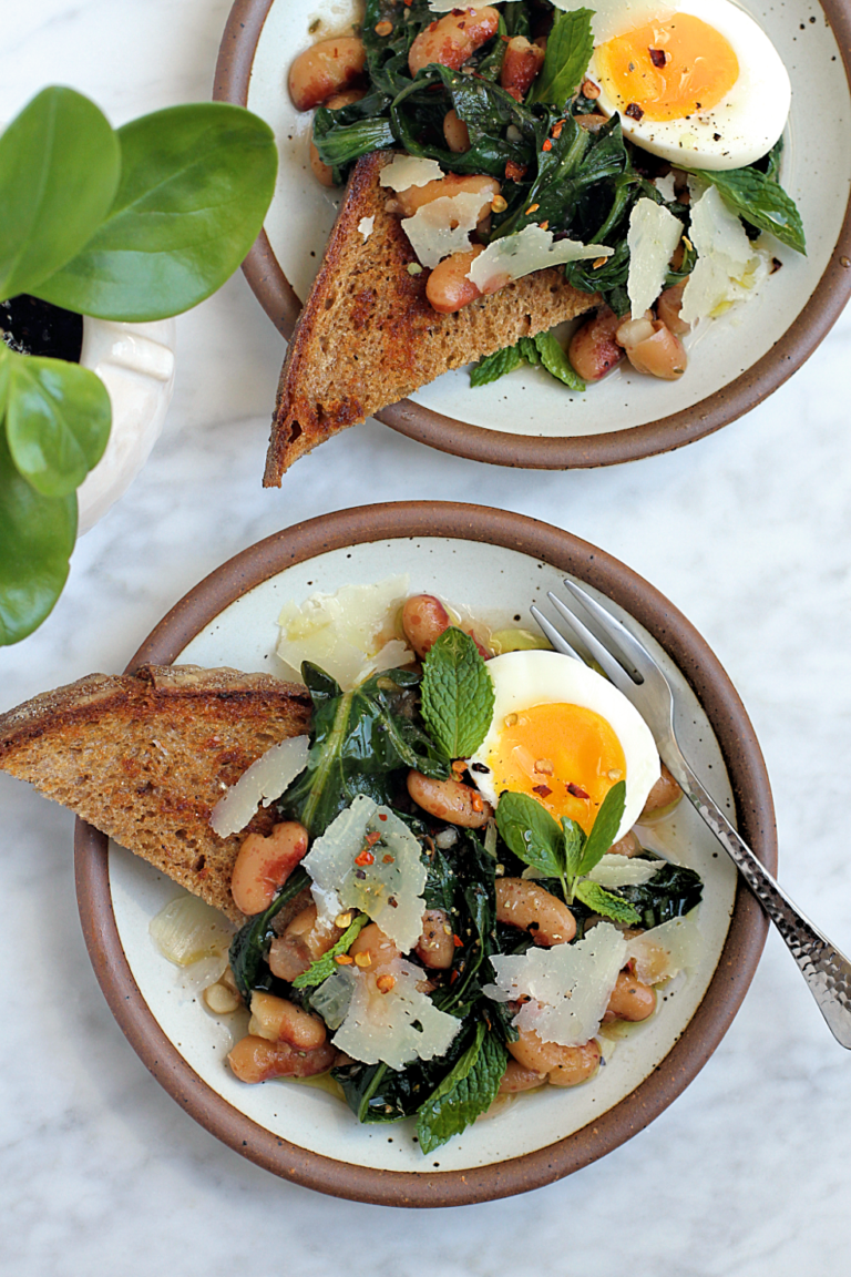 Brothy Beans and Greens on Toast - Two of a Kind